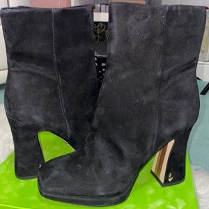 Sam Edelman Codie Ankle Square Toe Chunky Heel Suede Boot *FREE SHIPPING*